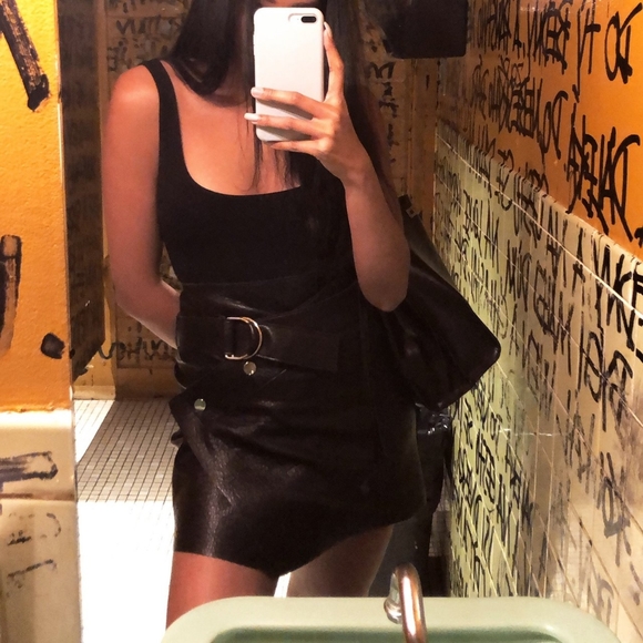 Black Leather Buckle Skirt - Picture 2 of 2